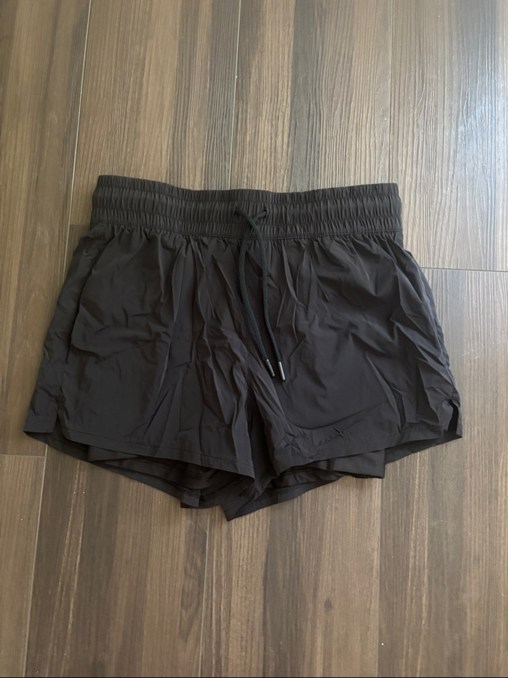 Women's Black Athletic Running Shorts with Elastic Waist